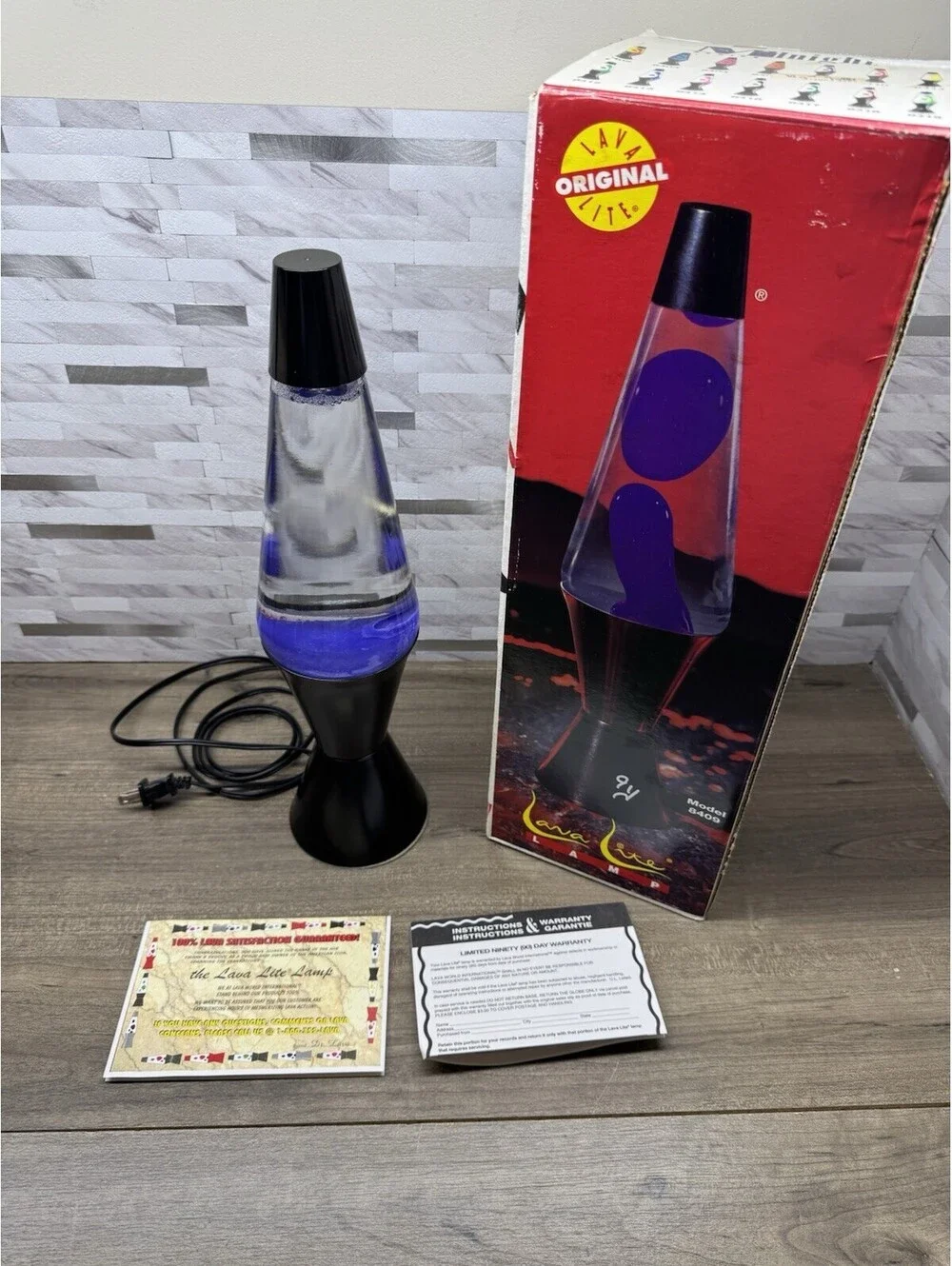 Vintage 1997 LAVA LITE Midnight 8409 Lava Lamp Purple Lava & Clear Liquid W Box